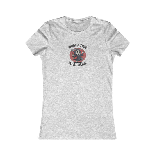 What a Time to Be Alive (Cute) — Lil Reaper Retro Women's Tee (Light)