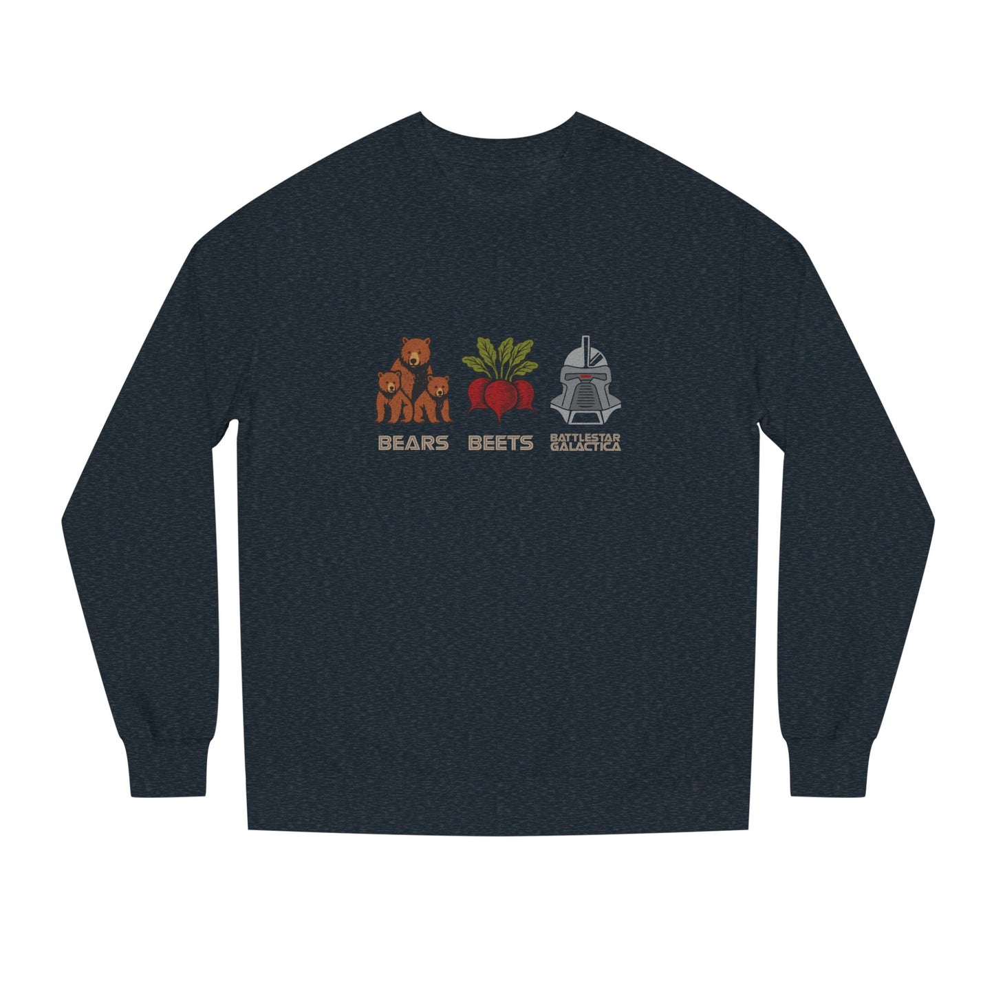 Bears, Beets, Battlestar (Captions) — Retro Sweatshirt (Dark)