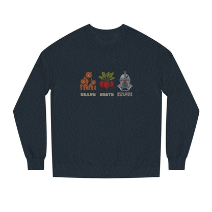 Bears, Beets, Battlestar (Captions) — Retro Sweatshirt (Dark)