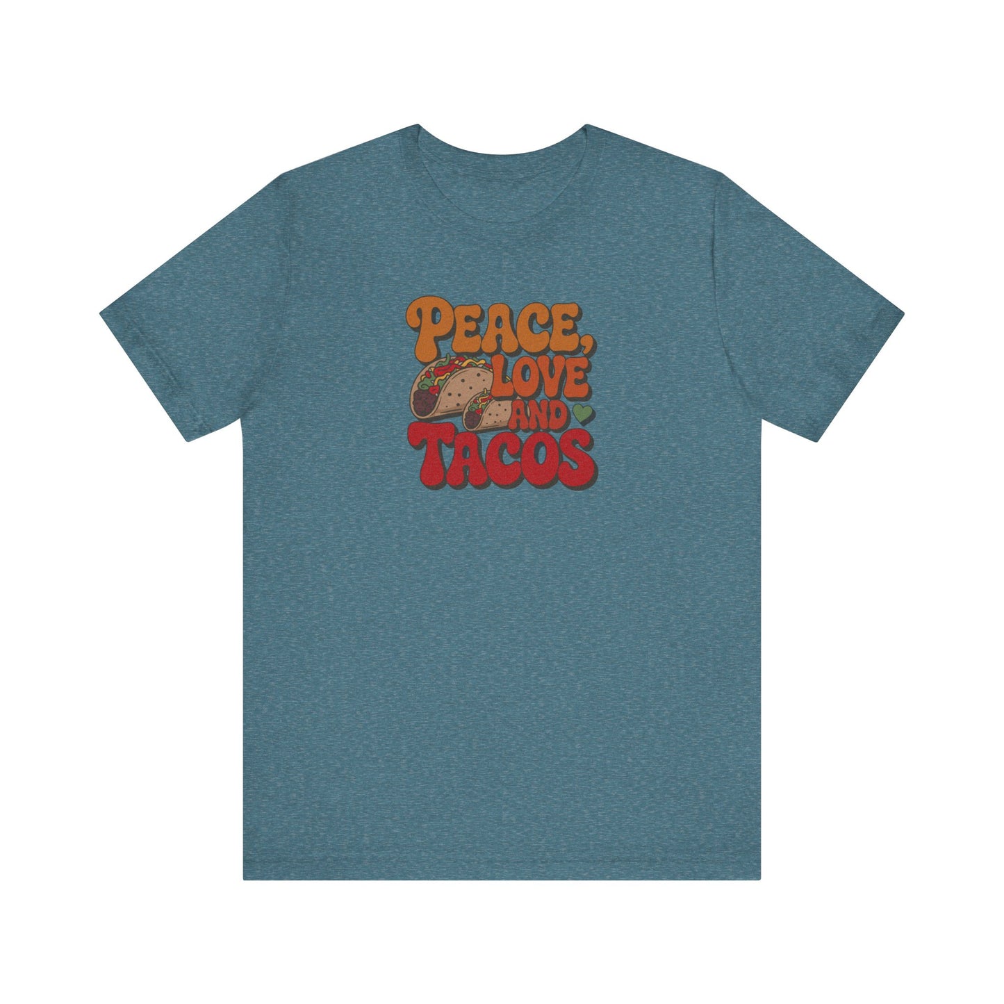 Peace, Love, and Tacos — Retro Foodie Tee (Light)