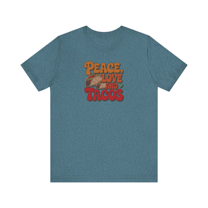 Peace, Love, and Tacos — Retro Foodie Tee (Light)