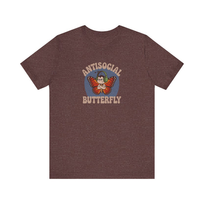 Antisocial Butterfly (Male) — Retro Workout Tee (Dark)