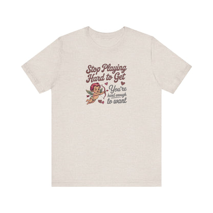 Stop Playing Hard to Get — Retro Cupid Tee (Light)