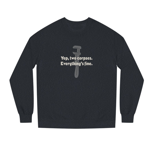 Yep, Two Corpses. Everything’s Fine — Clue Retro Sweatshirt (Dark)