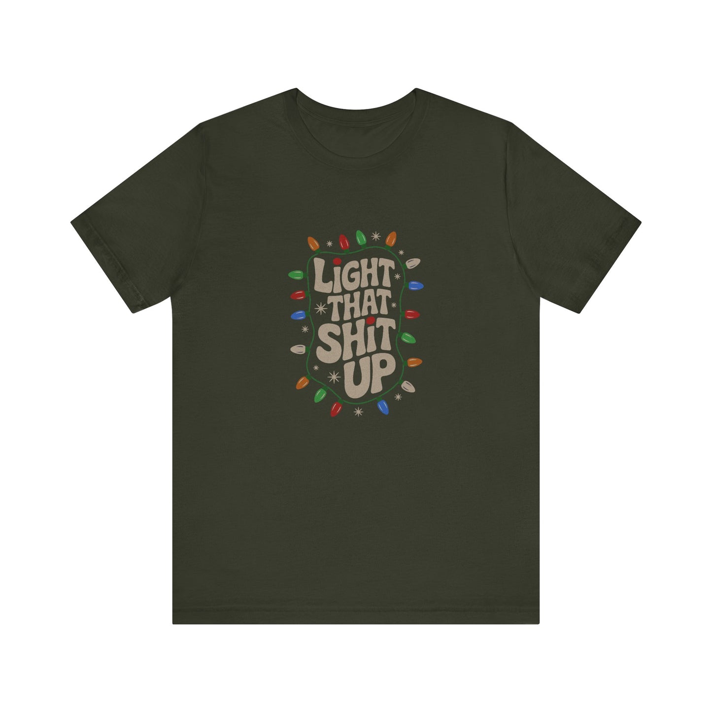 Light That Sh!t Up — Retro Christmas Lights Tee (Dark)