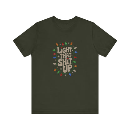 Light That Sh!t Up — Retro Christmas Lights Tee (Dark)