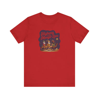 Highway to the Manger Zone — Top Gun Christmas Retro Tee (Light)