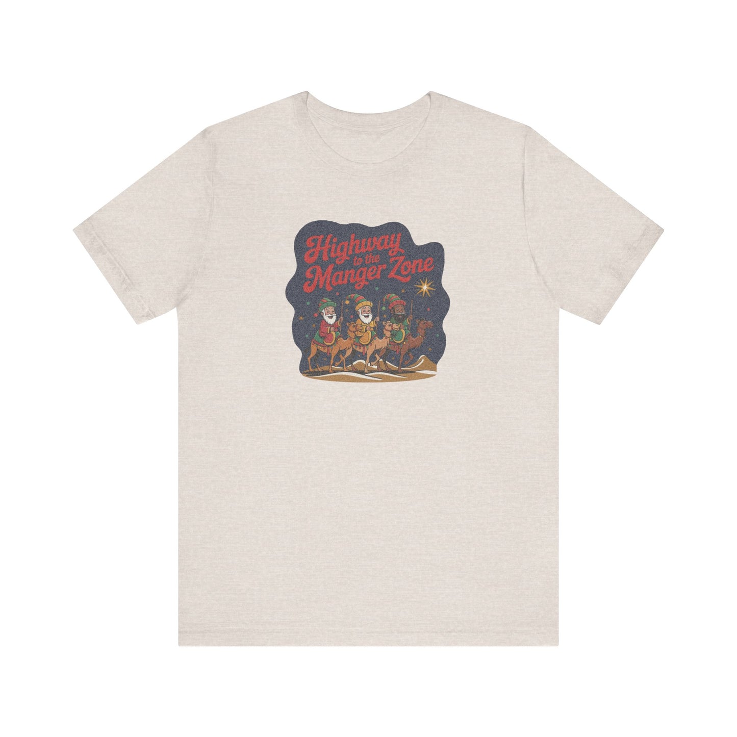 Highway to the Manger Zone — Top Gun Christmas Retro Tee (Light)