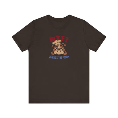 WTF? Where’s the Food? — Bulldog Chef Retro Tee (Dark)