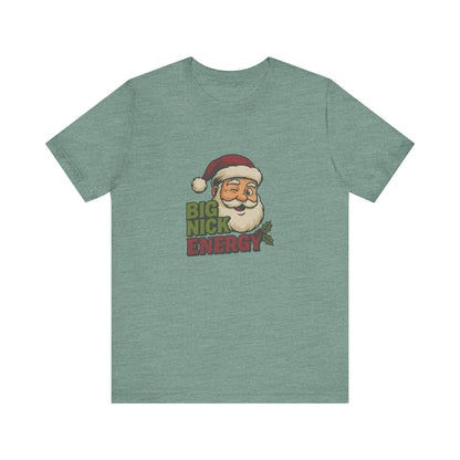Big Nick Energy — Retro Santa Christmas Tee (Light)