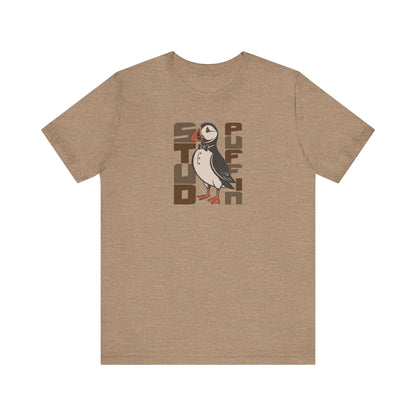 Stud Puffin, Licensed to Chill – Spy-Bird Retro Tee (Light)