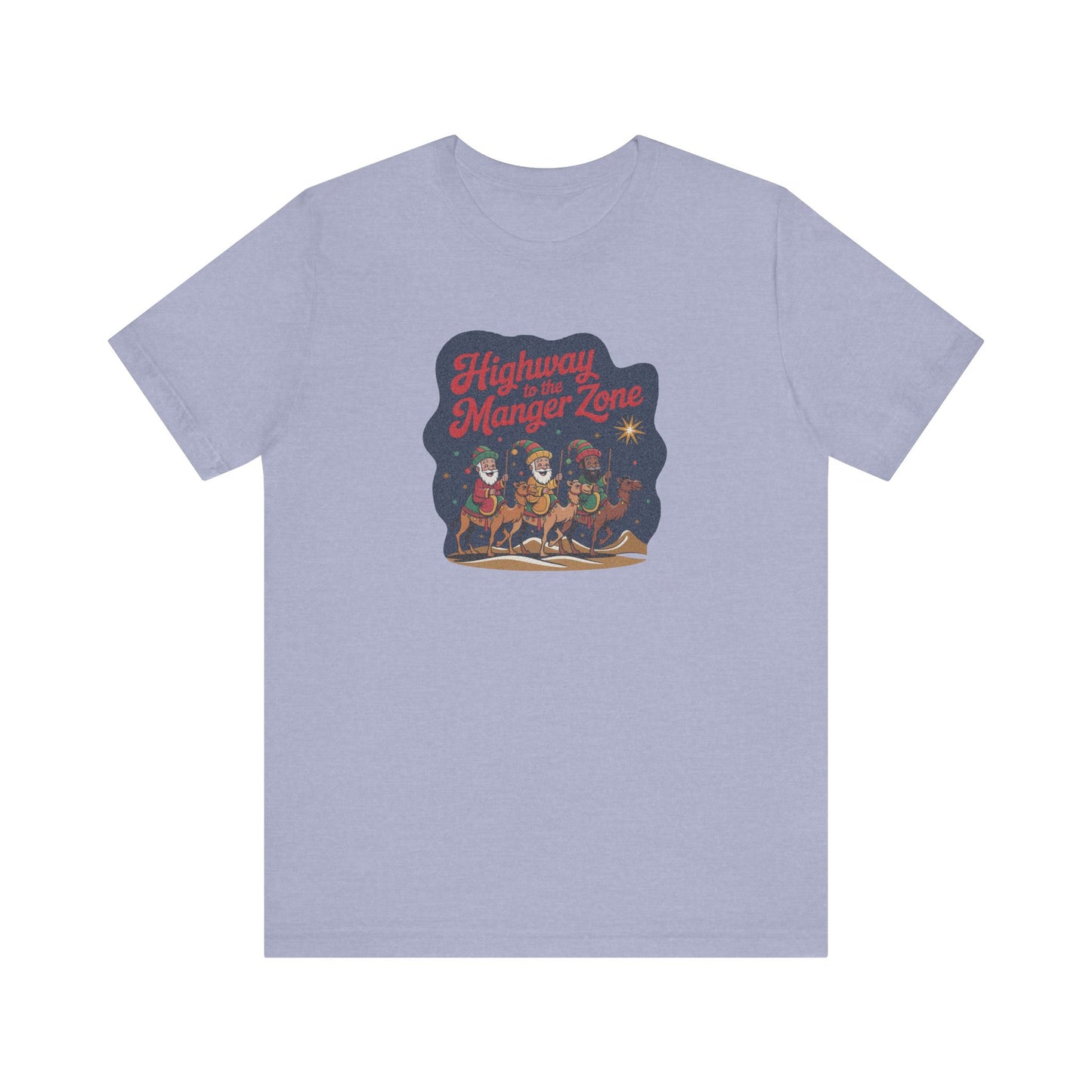 Highway to the Manger Zone — Top Gun Christmas Retro Tee (Light)