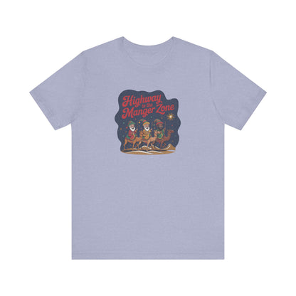 Highway to the Manger Zone — Top Gun Christmas Retro Tee (Light)