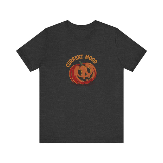 Current Mood (Cute Pumpkin) — Retro Halloween Tee (Dark)