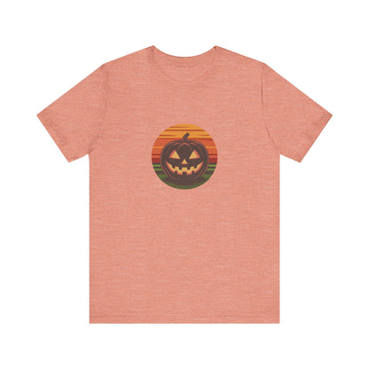 Retro Jack: Glowing Classic — Halloween Sunset Tee (Light)