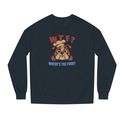 WTF? Where’s the Food? — Bulldog Chef Retro Sweatshirt (Dark)