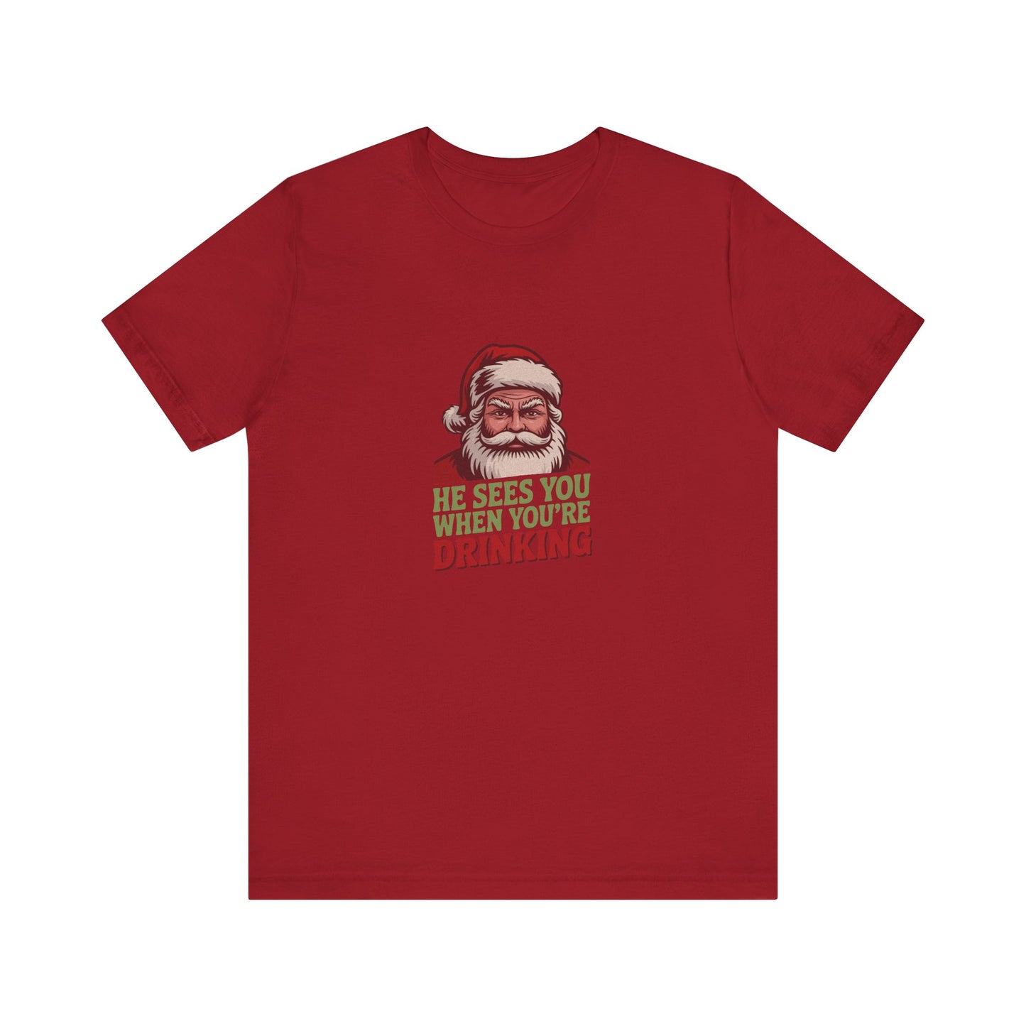 He Sees You When You're Drinking — Judgmental Santa Retro Tee (Dark)