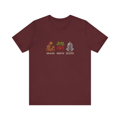 Bears, Beets, Battlestar (Captions) — Retro Tee (Dark)