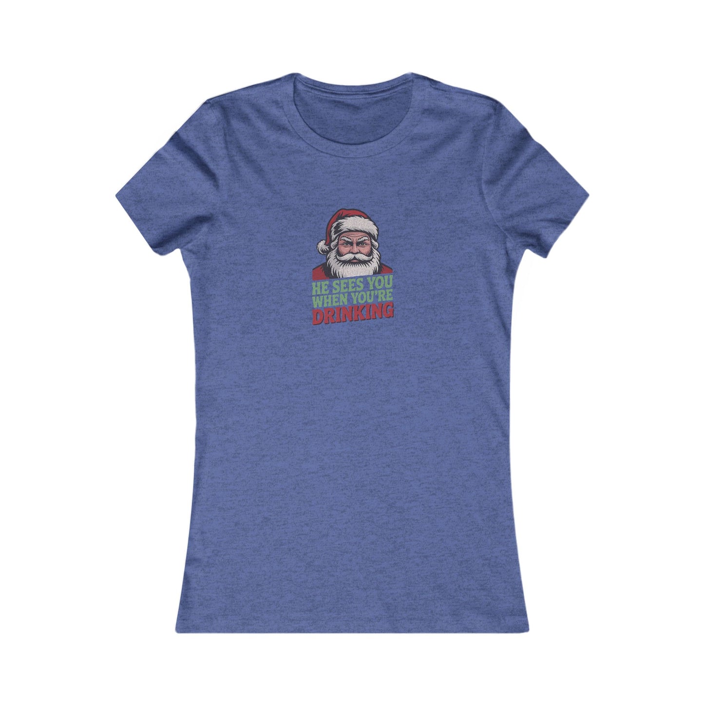 He Sees You When You're Drinking — Judgmental Santa Women's Tee (Dark)