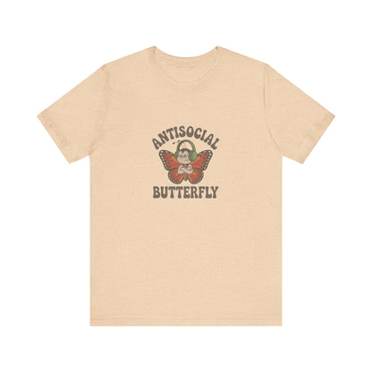 Antisocial Butterfly (Male) — Retro Workout Tee (Light)