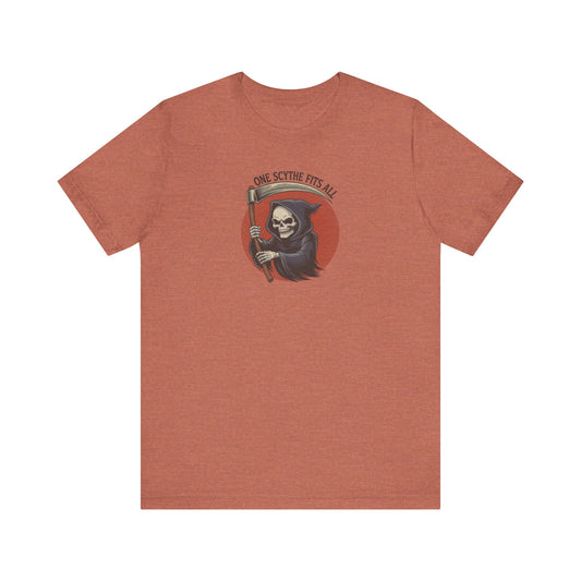 One Scythe Fits All — Grim Reaper Retro Tee (Light)