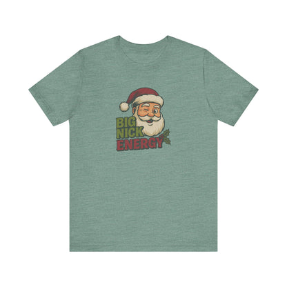 Big Nick Energy — Retro Santa Christmas Tee (Light)