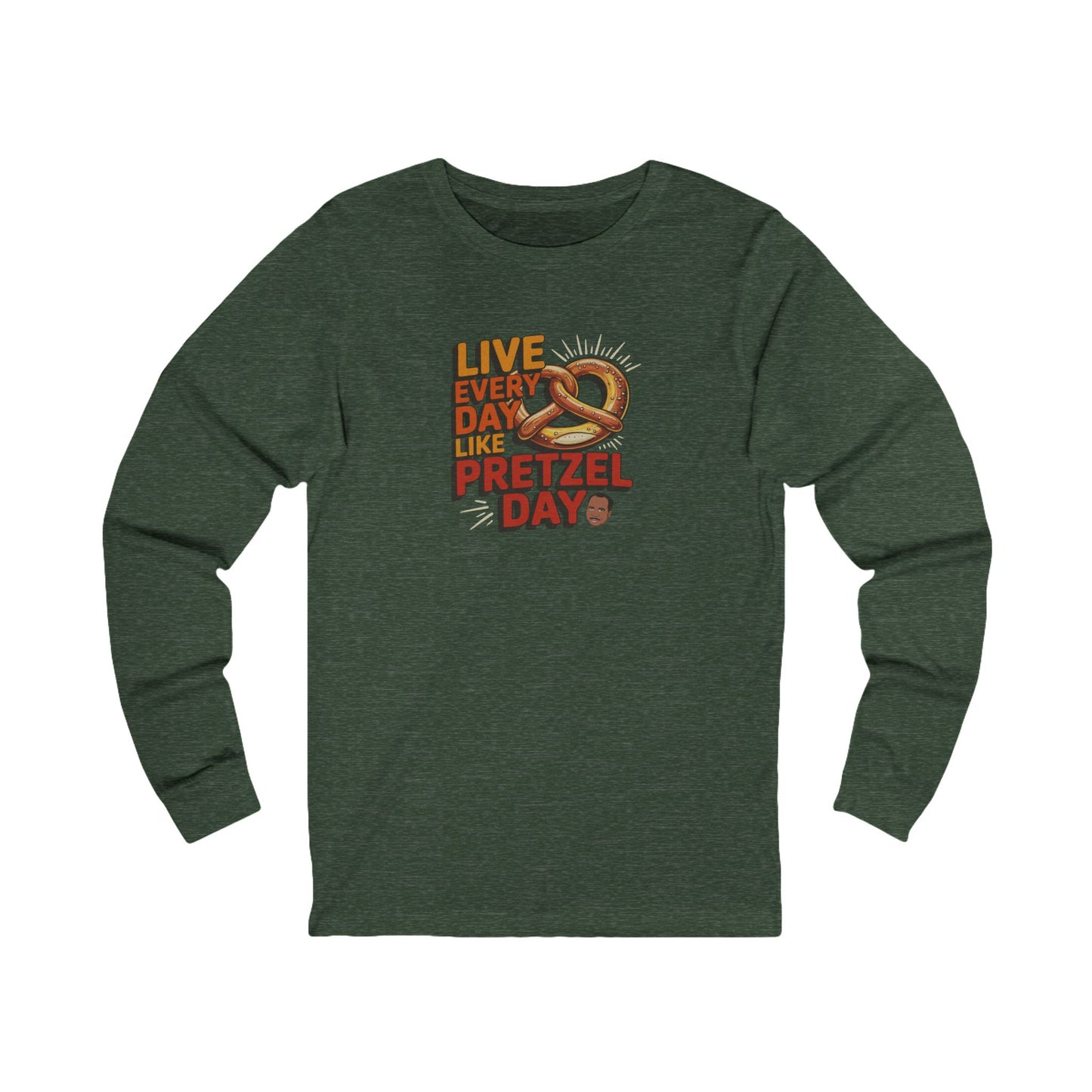 Live Every Day Like Pretzel Day — Stanley Hudson Retro Long Sleeve (Dark)
