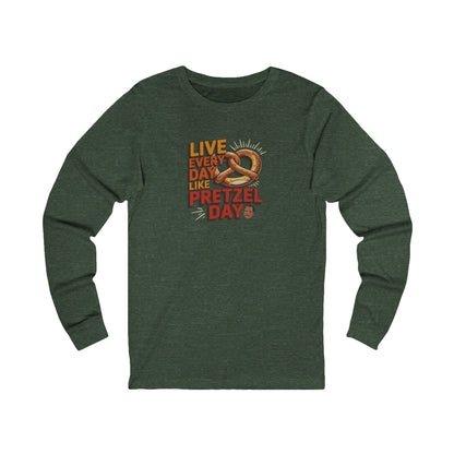Live Every Day Like Pretzel Day — Stanley Hudson Retro Long Sleeve (Dark)