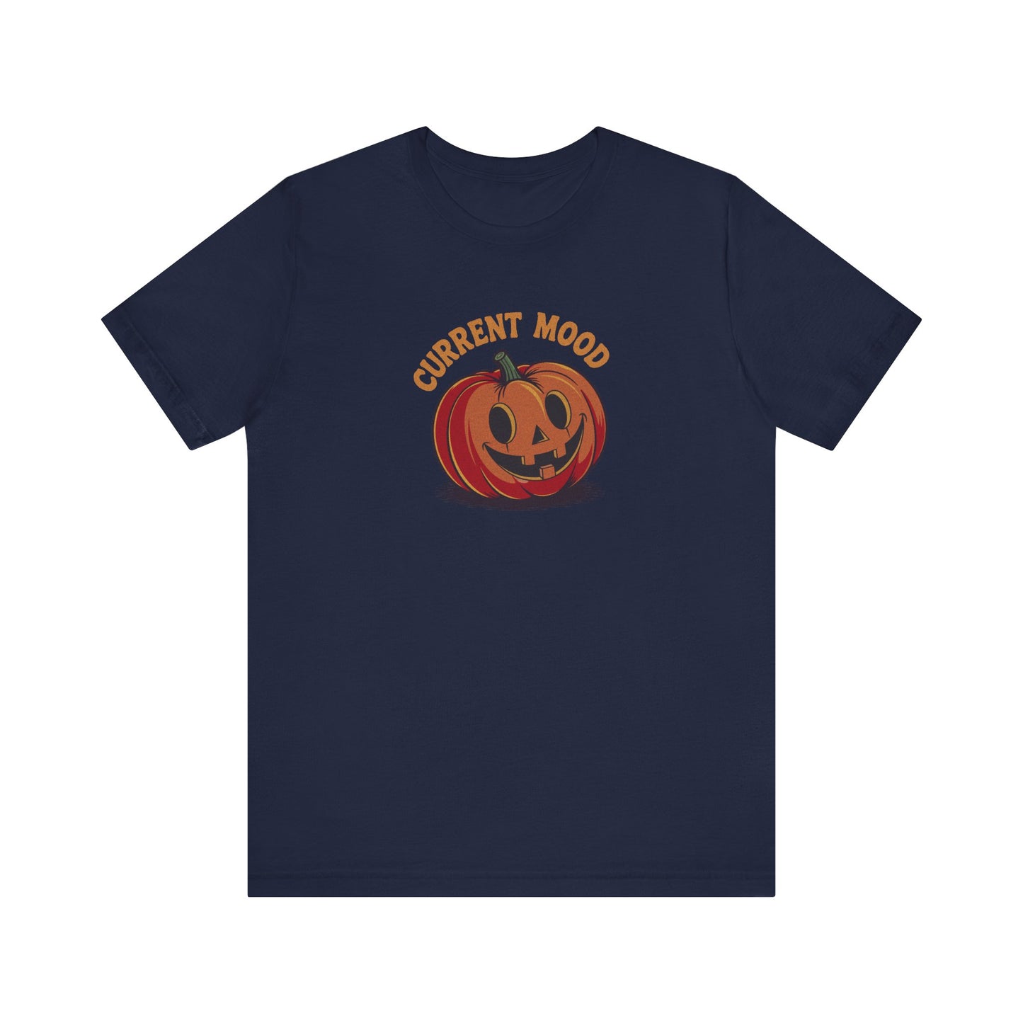 Current Mood (Cute Pumpkin) — Retro Halloween Tee (Dark)