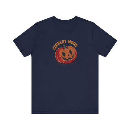 Current Mood (Cute Pumpkin) — Retro Halloween Tee (Dark)
