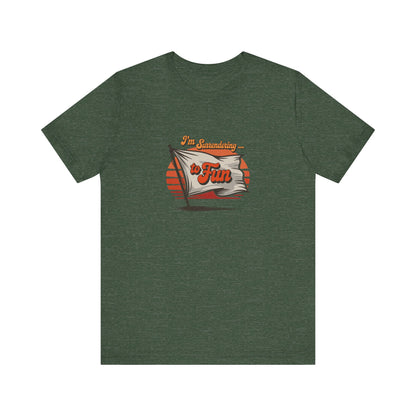 I'm Surrendering to Fun — Fun with Flags Retro Tee (Dark)
