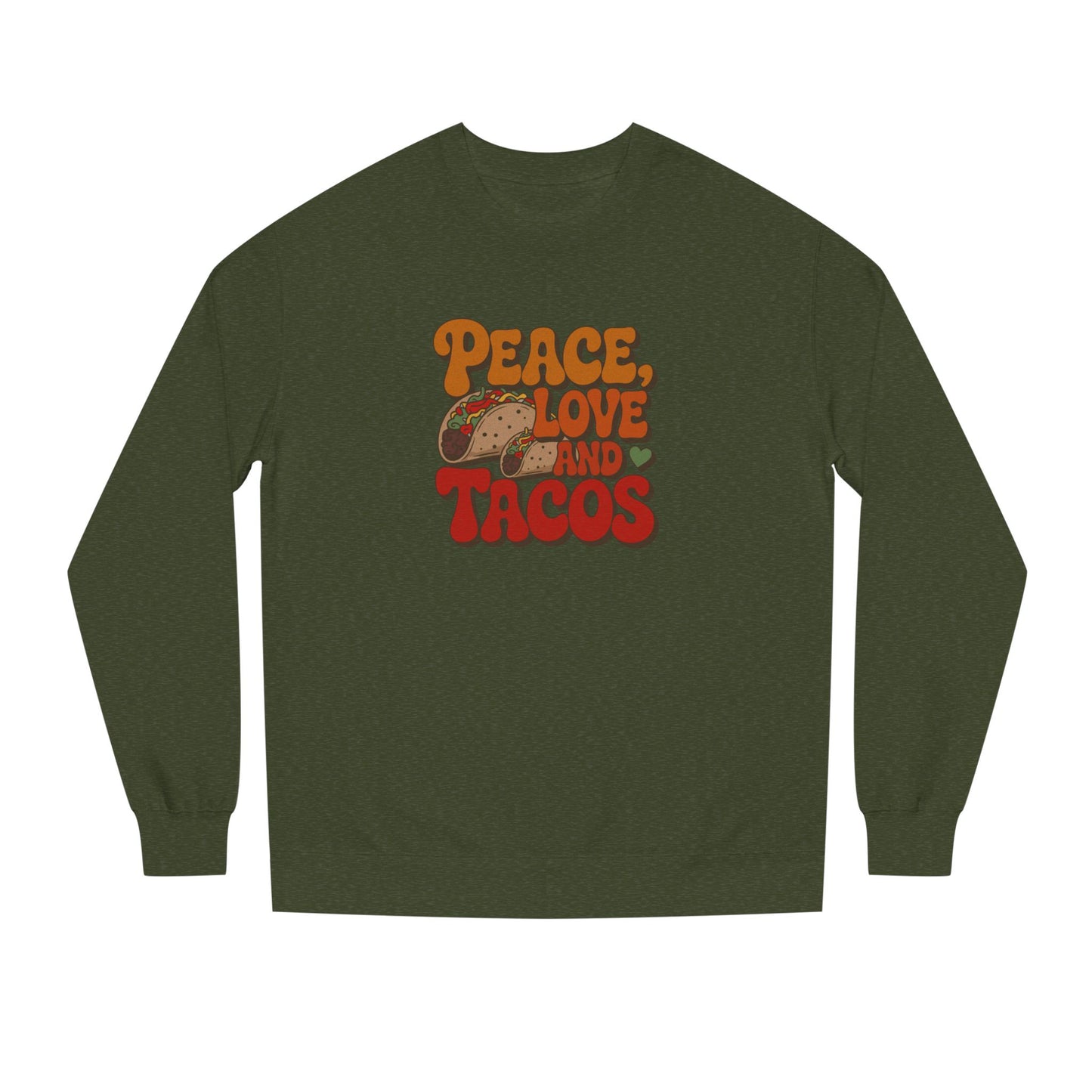 Peace, Love, and Tacos — Retro Foodie Sweatshirt (Dark)