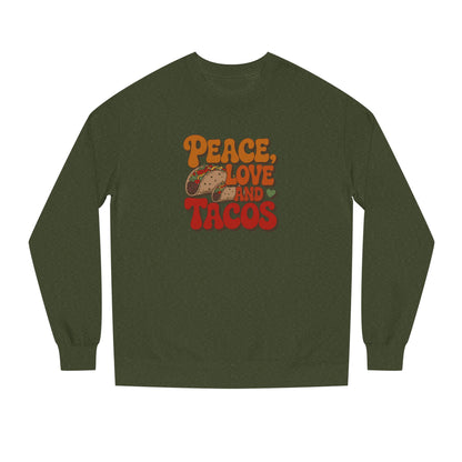 Peace, Love, and Tacos — Retro Foodie Sweatshirt (Dark)