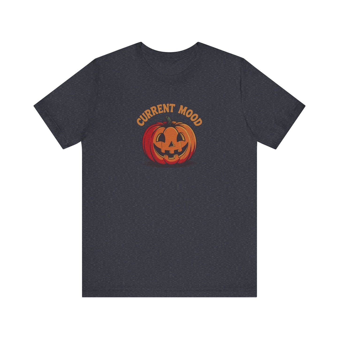 Current Mood (Classic Pumpkin) — Retro Halloween Tee (Dark)