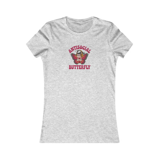 Antisocial Butterfly (Female) — Retro Workout Women's Tee (Light)