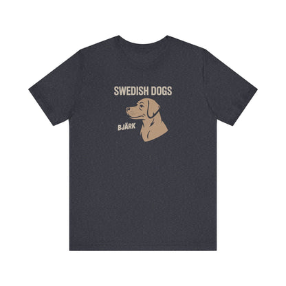 His Bjärk Is Worse Than His Bite – Minimalist Dog Pun Retro Tee (Dark)