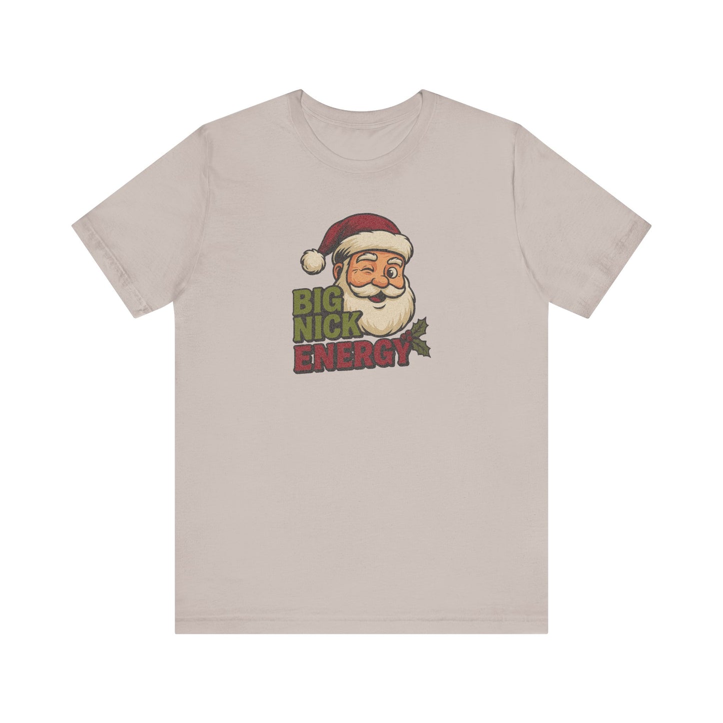 Big Nick Energy — Retro Santa Christmas Tee (Light)