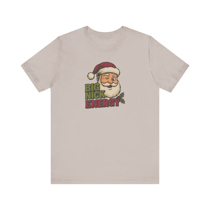 Big Nick Energy — Retro Santa Christmas Tee (Light)