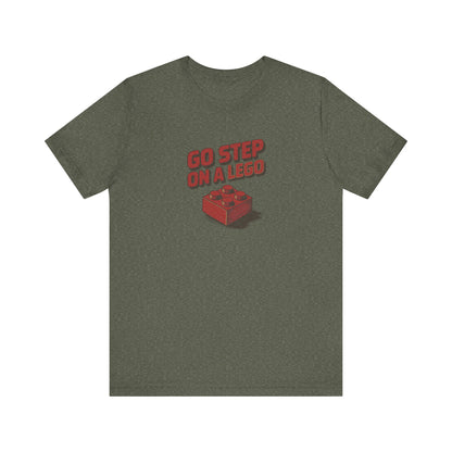 Go Step on a LEGO — Red Plastic Brick Retro Tee (Dark)