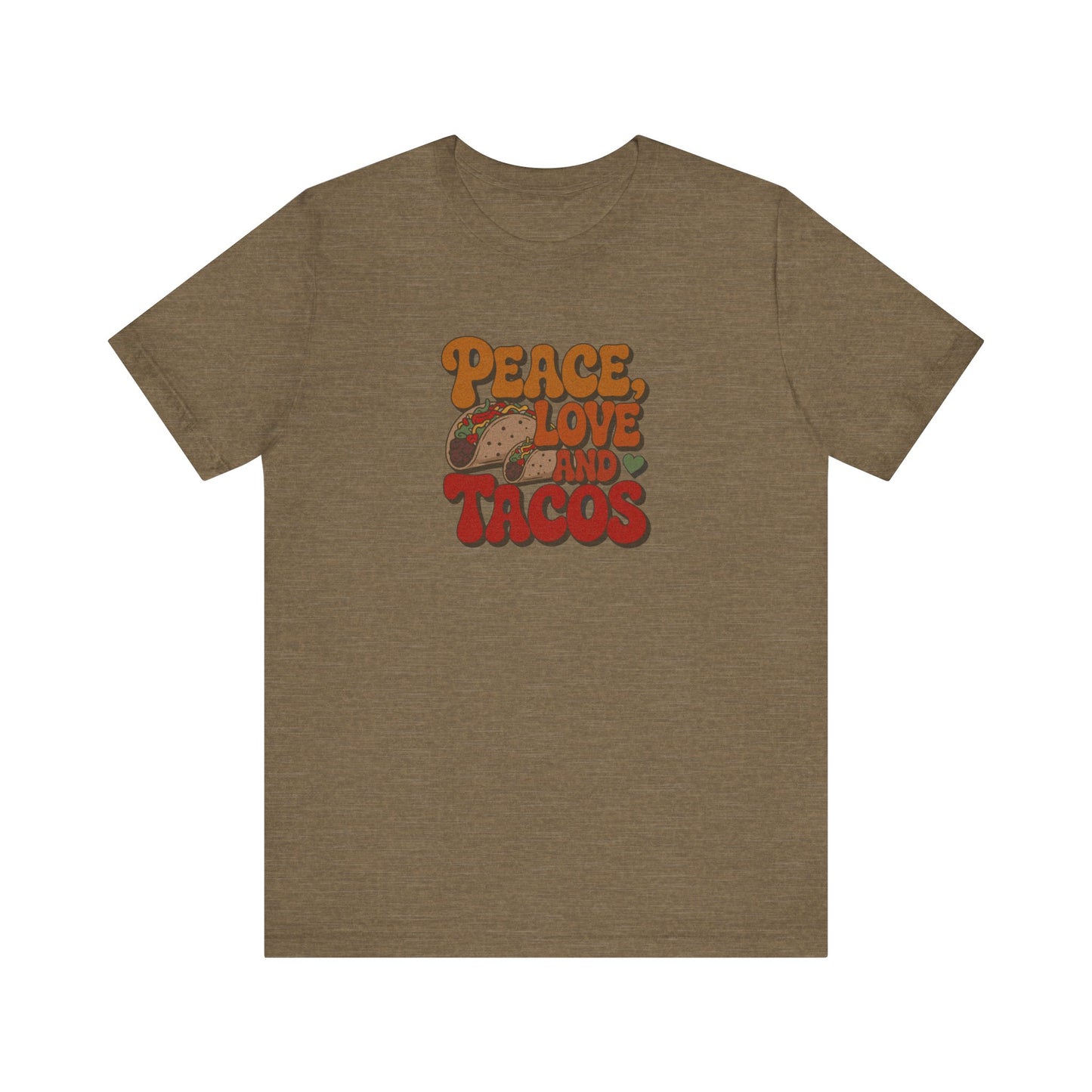 Peace, Love, and Tacos — Retro Foodie Tee (Light)