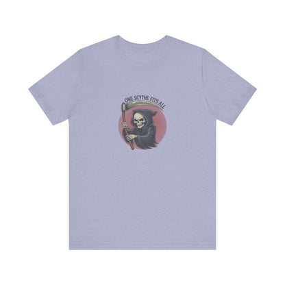 One Scythe Fits All — Grim Reaper Retro Tee (Light)