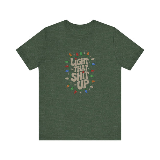 Light That Sh!t Up — Retro Christmas Lights Tee (Dark)