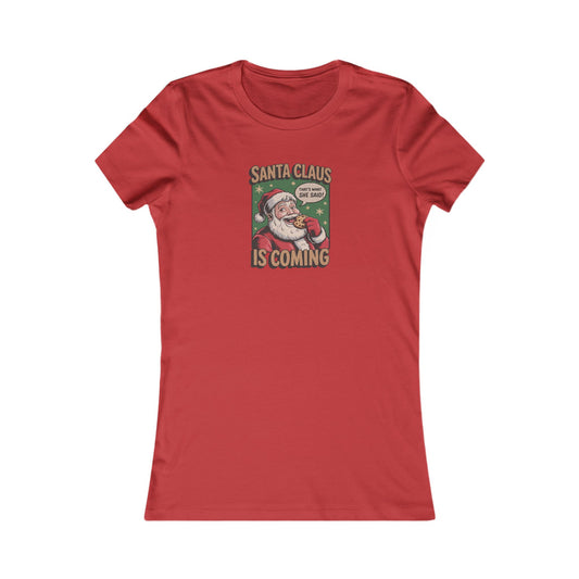 Santa Claus is Coming — Vintage Christmas Women's Tee (Light)