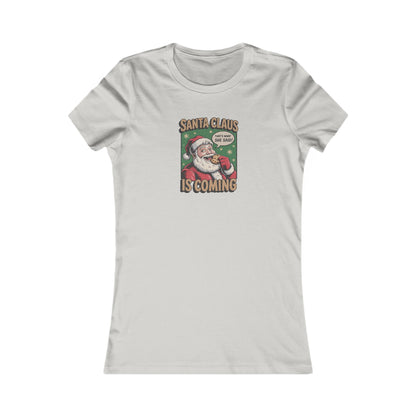 Santa Claus is Coming — Vintage Christmas Women's Tee (Light)