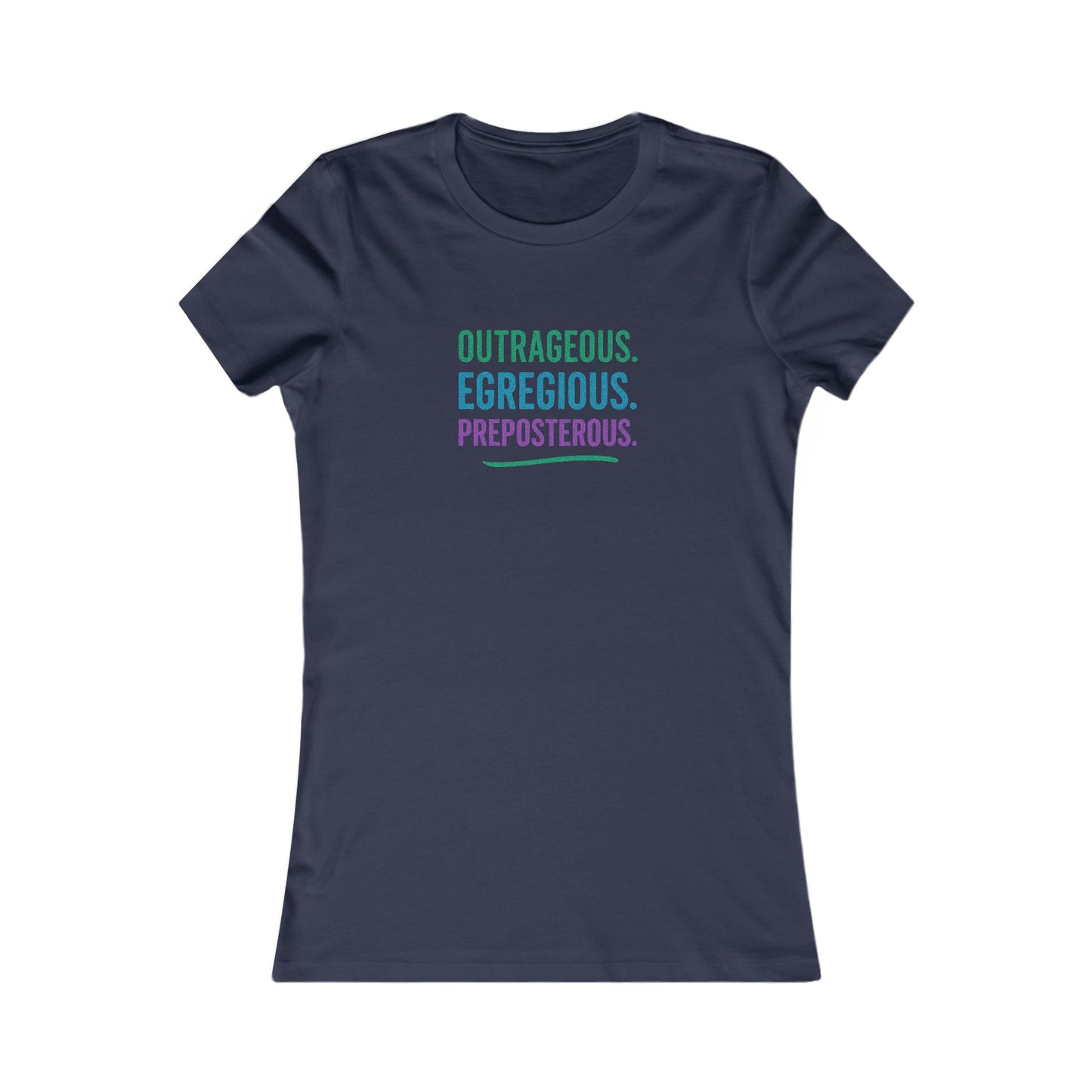 Outrageous Egregious Preposterous (Cool Gradient) — Seinfeld Retro Women's Tee (Dark)