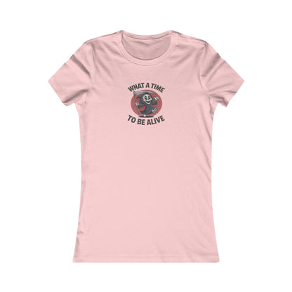 What a Time to Be Alive (Cute) — Lil Reaper Retro Women's Tee (Light)