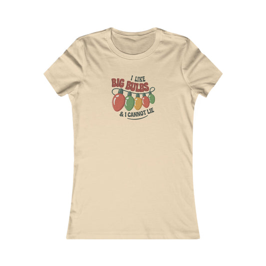 I Like Big Bulbs and I Cannot Lie — Christmas Lights Retro Women's Tee (Light)