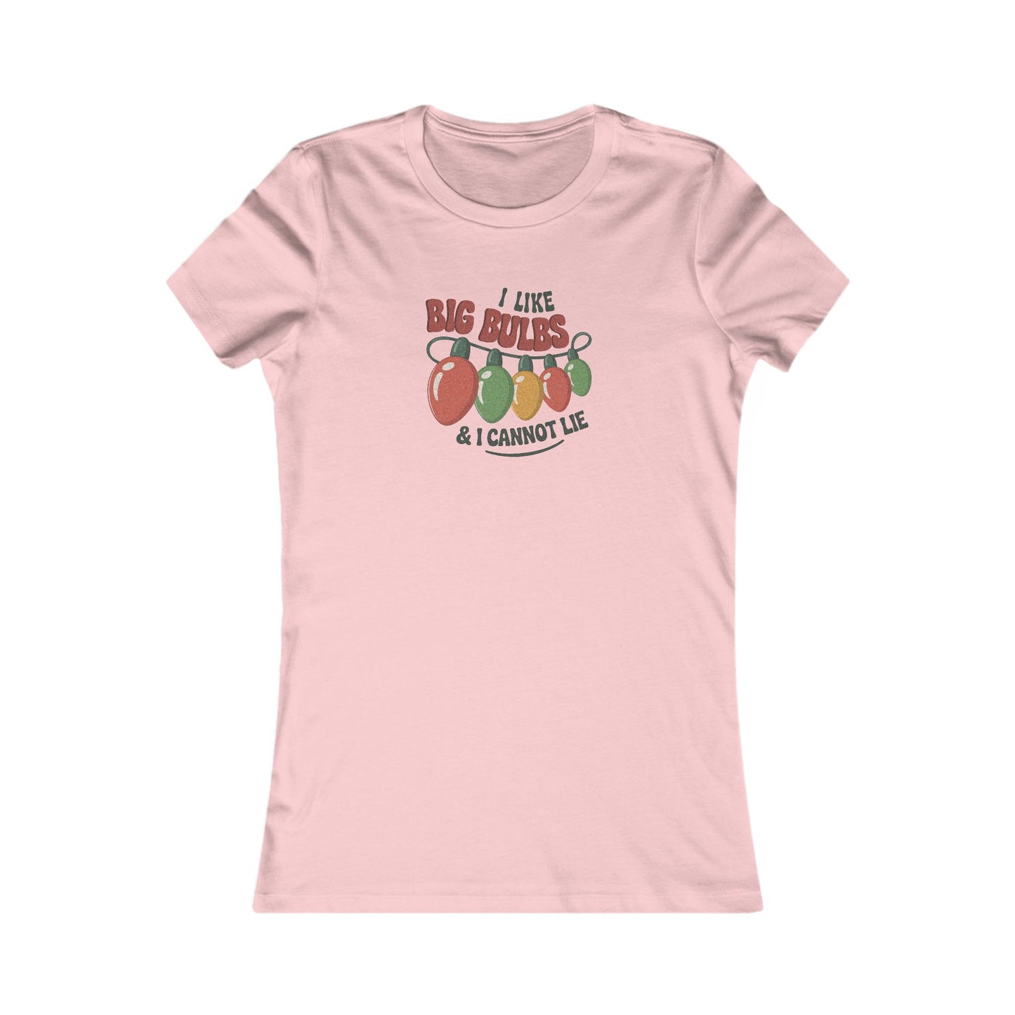 I Like Big Bulbs and I Cannot Lie — Christmas Lights Retro Women's Tee (Light)