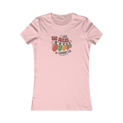 I Like Big Bulbs and I Cannot Lie — Christmas Lights Retro Women's Tee (Light)