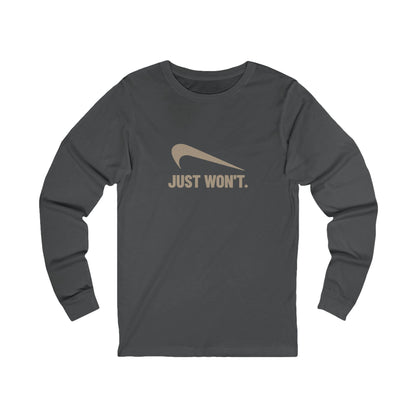 Just Won’t Athletic Parody — Retro Workout Long Sleeve (Dark)